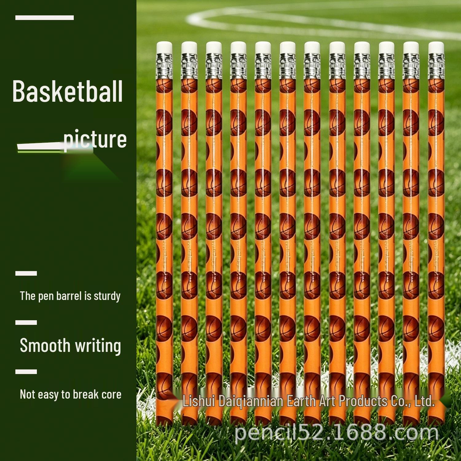 Sports-Themed HB and Colored Pencils for Students - Basketball & Football Gift Set in Linden Wood HB