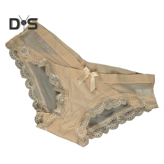 Women's Sexy Panties Lace See Through Underwear Low Rise Thin Mesh Sheer Underpants Breathable Bikini Briefs