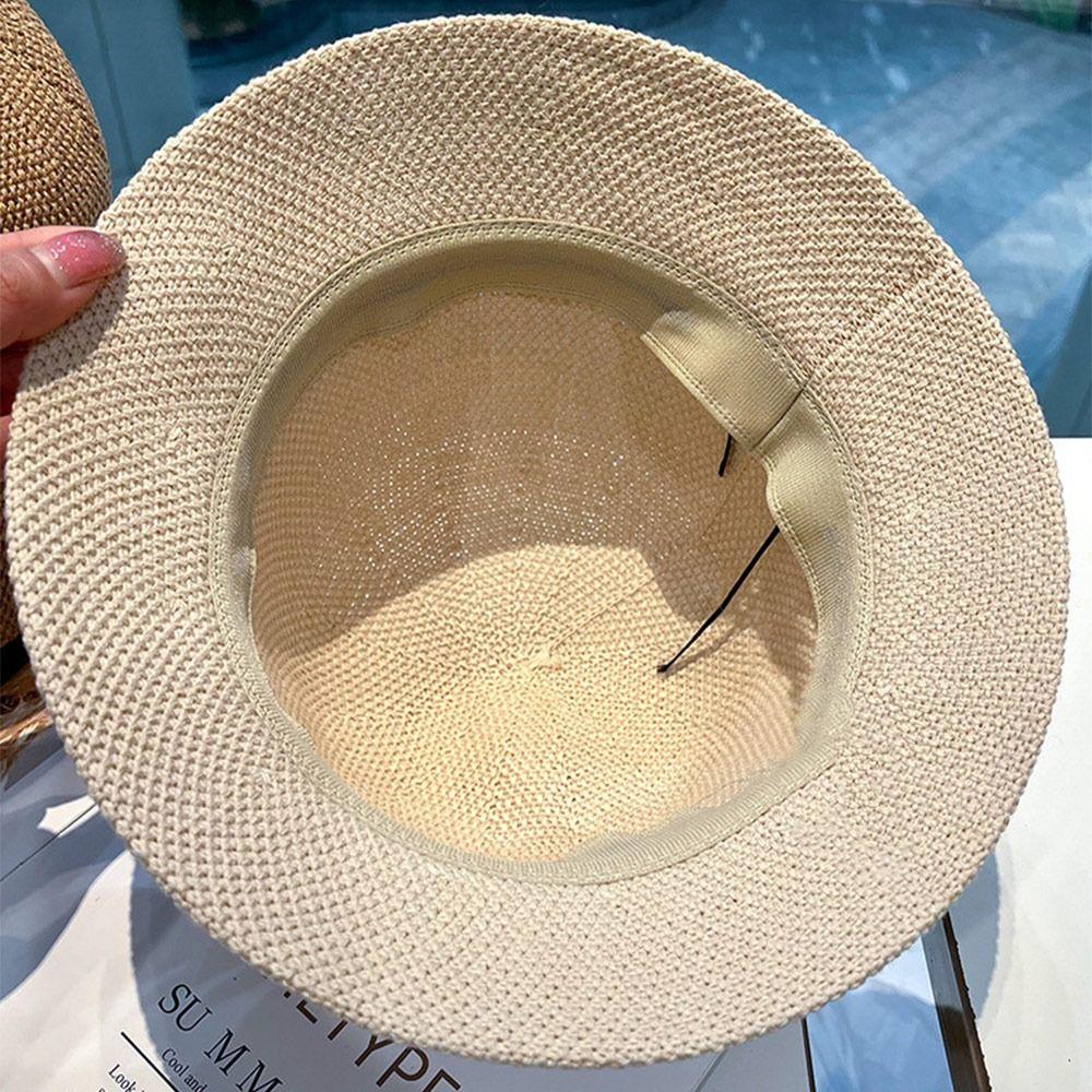 Summer UV Protection Bucket Hat Foldable Portable Sun Cap Breathable Wide Brim Straw Hat Women
