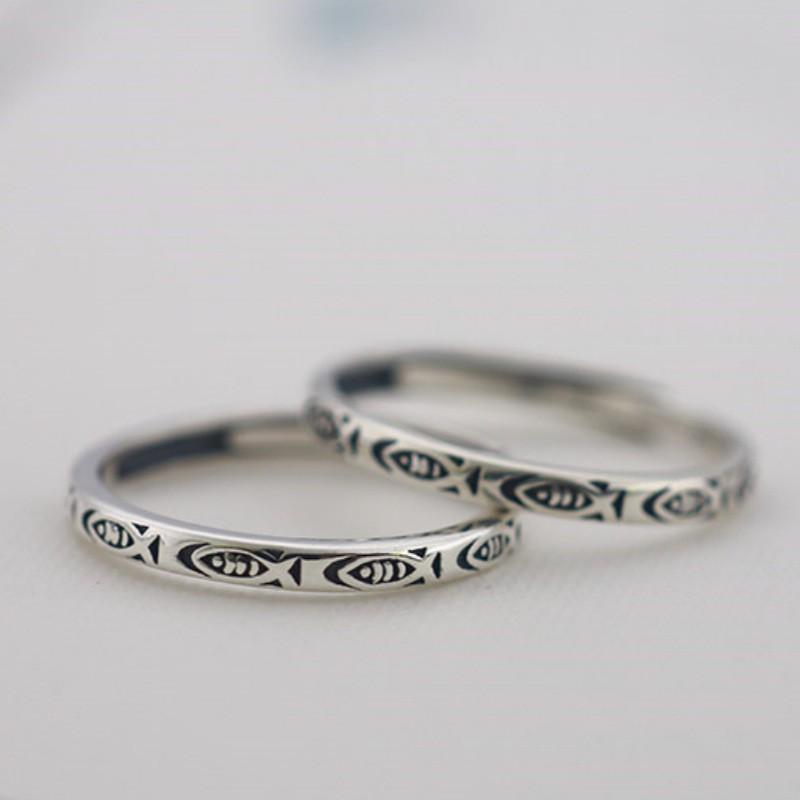 Adjustable Vintage Fish Ring Women Men Copper Plated Retro Animal Style Finger