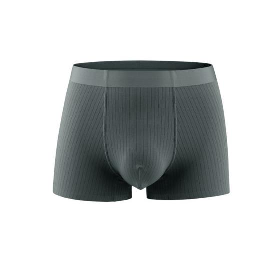 Men Boxer Underwear Elastic Mid-Waist Design Patchwork Color Ribbed U-Convex Shorts Briefs Smooth Texture Panties
