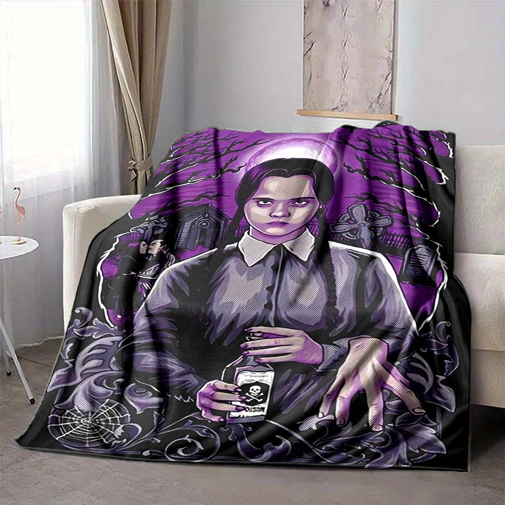 1pc Wednesday Flannel Blanket [Cozy Throw Blanket] For Sofa, Bed, Travel, Camping, Livingroom, Office, Couch, Chair, And Bed