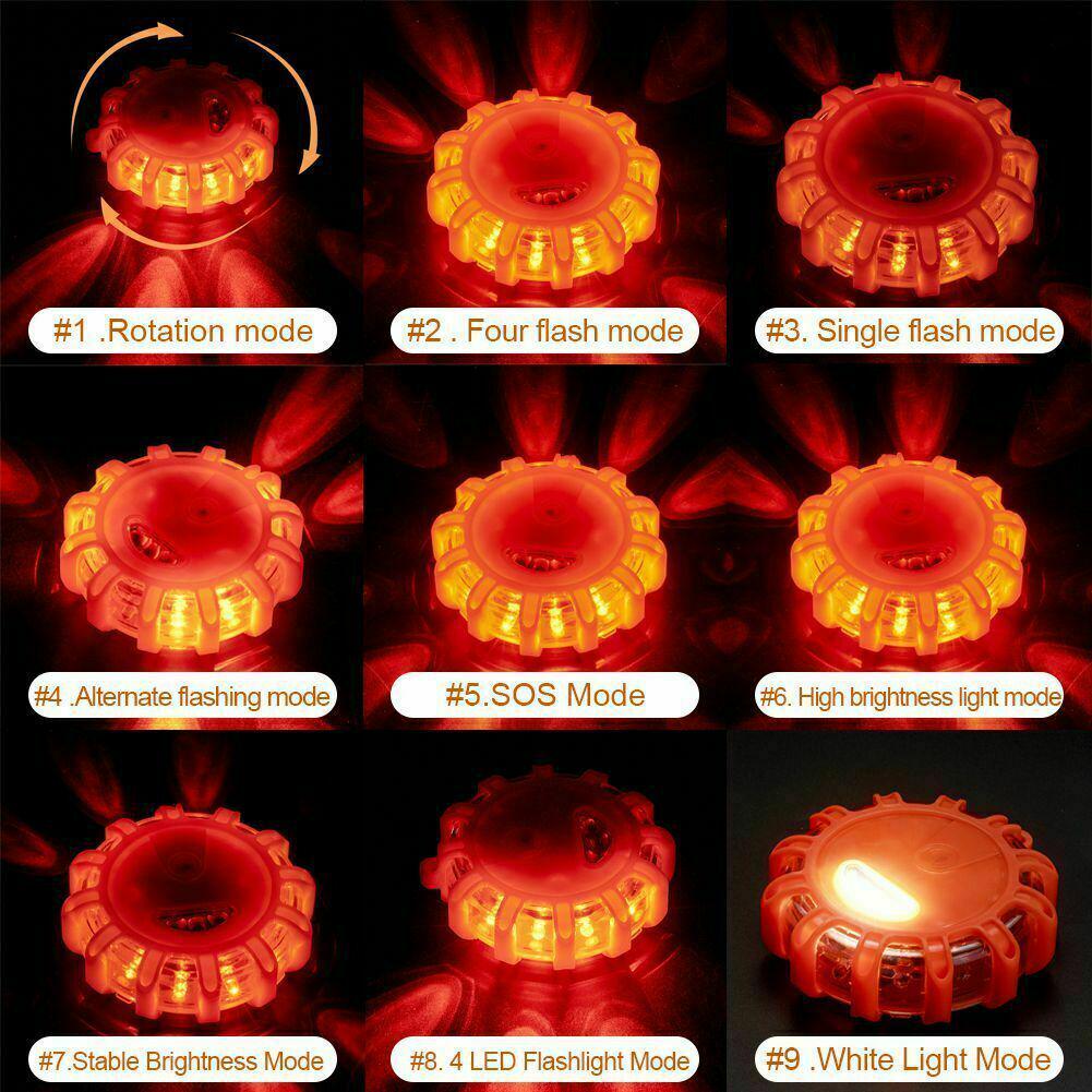 Rotating LED Warning Lights - 3pcs: Orange Car Safety & Traffic Alerts