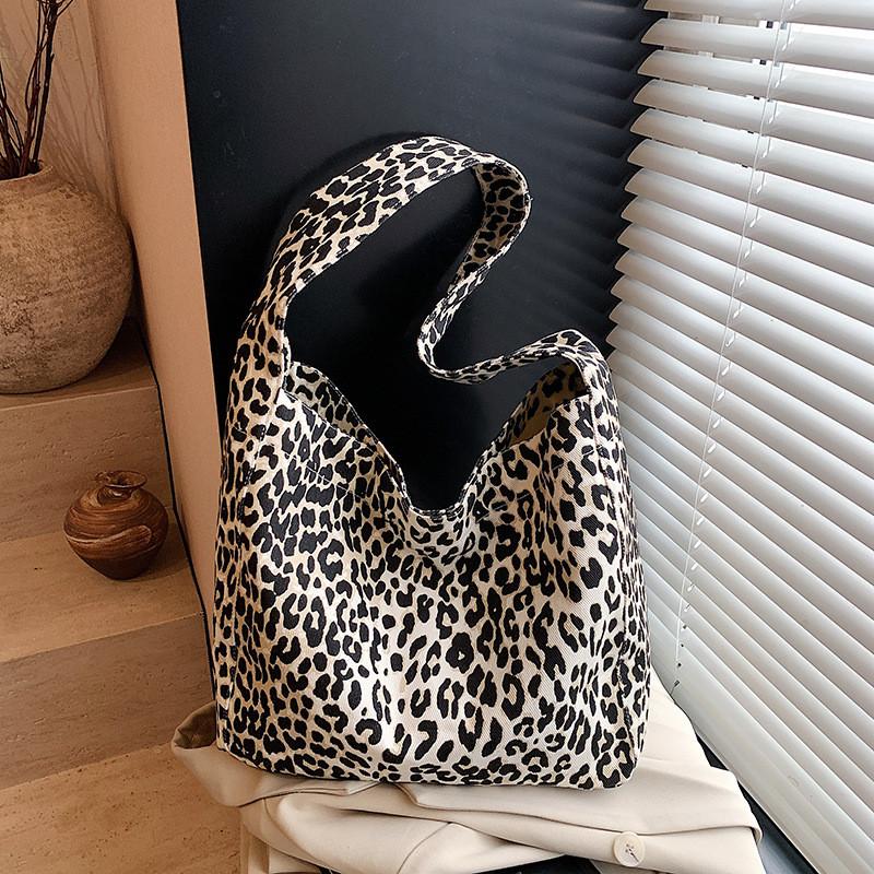 Polka Fashion Dot Leopard Print Pattern Women Large Capacity Canvas Tote Bag
