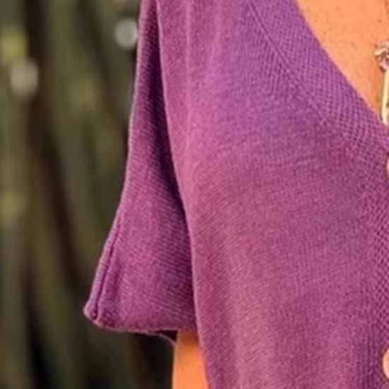 Topuri Dama Decolteu în V Mânecă Scurtă Plachetă cu Nasturi Topuri Cămașă Croială Lejeră Culoare Solidă Vară Casual Topuri Tricotate