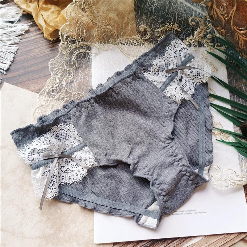 Simpatici Slip Filettati con Bordo in Pizzo Avvolgenti sui Fianchi a Vita Bassa Mutandine da Donna