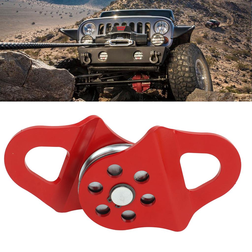 Winch Pulley Block Snatch Block Towing Pulley 4T Load Bearing Capacity Heavy Duty Winch Pulley Red for Truck Tractor ATV UTV