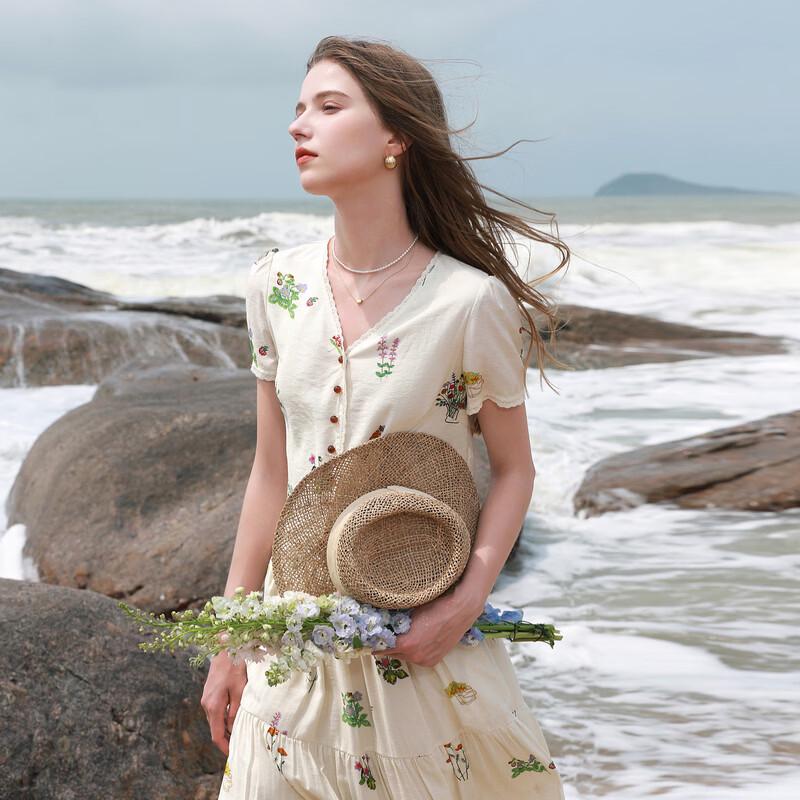 Sancai 2026 Summer Floral V-Neck Puff Sleeve Two-Piece Set