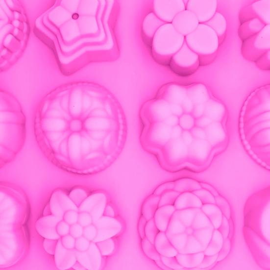 12 Holes 3D Flower Silicone Fondant Chocolate Cake Candy Mold DIY Baking Tool