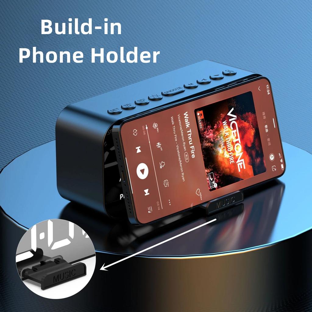 Desktop Electronic Alarm Clock Bluetooth Wireless Audio Mini LED Mirror Digital Clock Mobile Phone Speaker Gift Stereo FM Radio