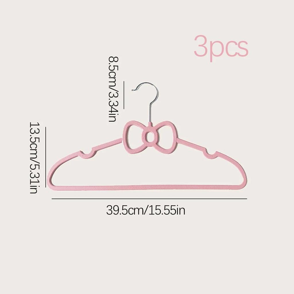 3pcs-Cute Bow Hangers Space saving Plastic Clothing Storage Shelves Suitable for Clothes Closets Jackets and Shirts