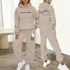 Womens Printed Letter Hooded Sweatshirt Jogger Pants Set Winter Casual Sportswear Outfit