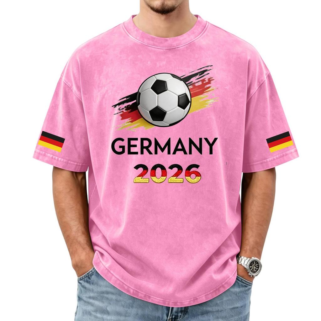 Men's Casual Short Sleeve T Shirt Soccer Graphic Print Fan Support Top Germany 2026 Football Theme Washed Style