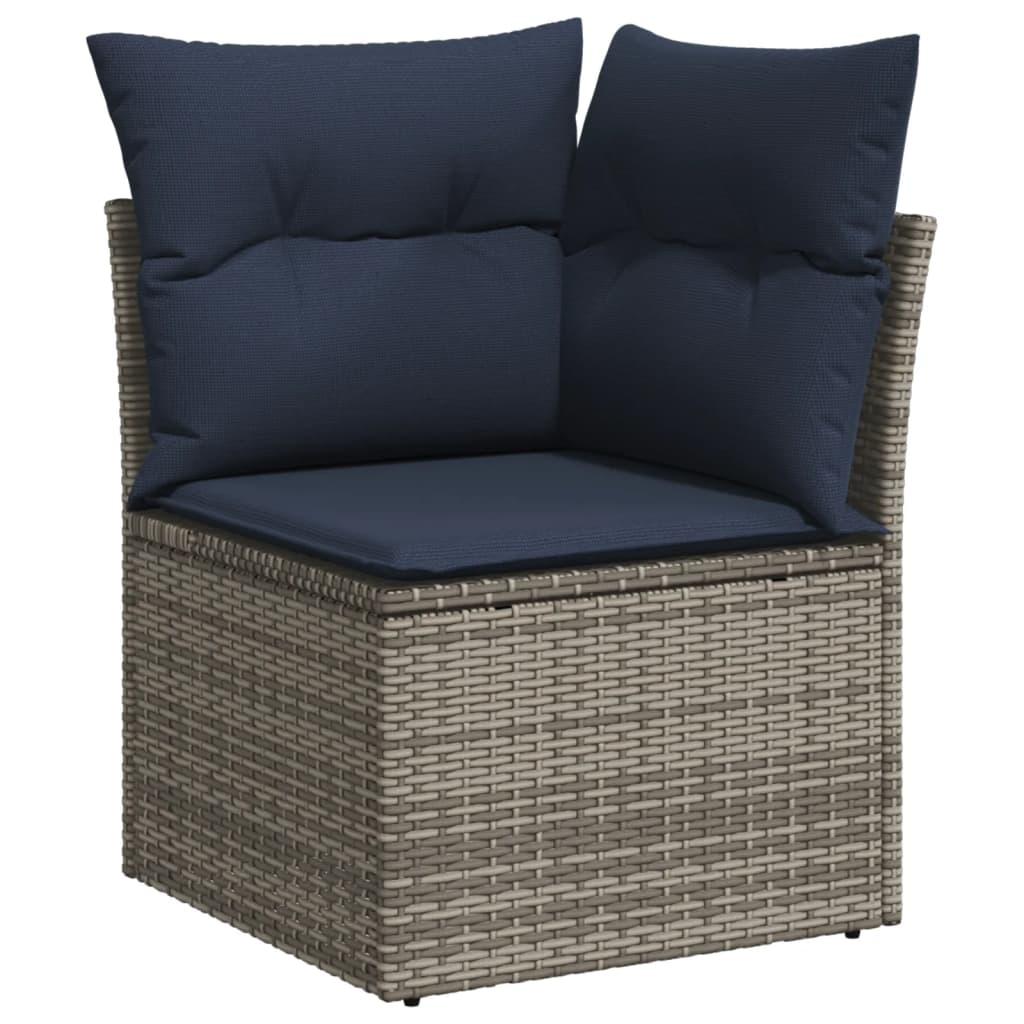 6 Piece Garden Sofa Set with Cushions Gray Poly Rattan