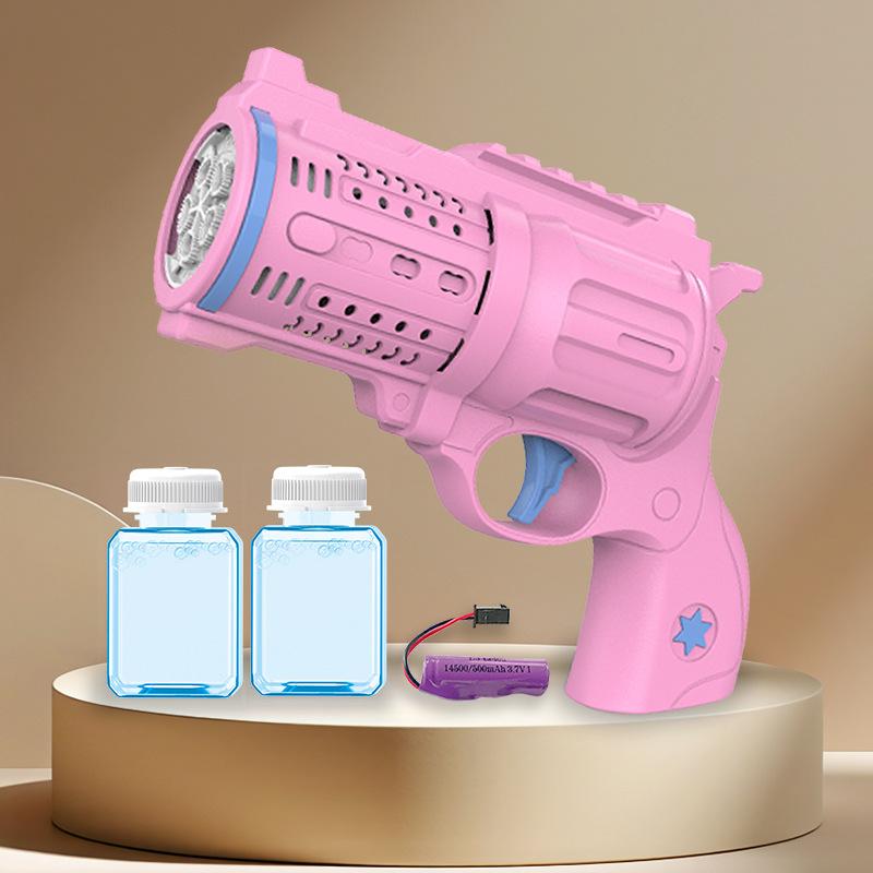 

Gatling Bubble Machine для детей, автоматический абсорбирующий электрический пузырьковый пистолет, игрушки для родителей и детей на открытом воздухе розовый