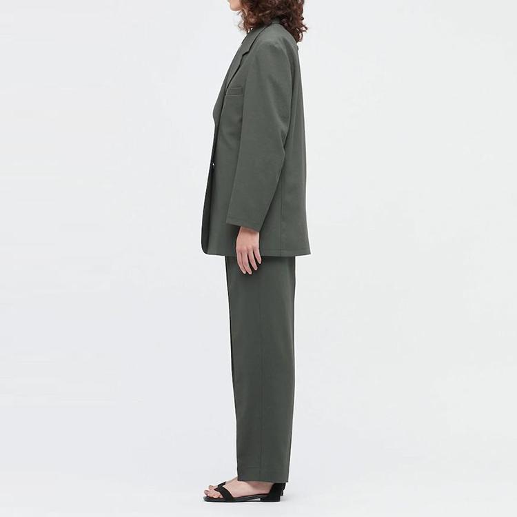 UNIQLO Solid Color Single-Breasted Blazer Women outerwear Dark-Green 447465-58