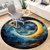 1PC Moon Night Office Round Area Rug, Mat Suitable For Office, Under Office Chairs Bedroom Living Room Home Decor, Room Deco
