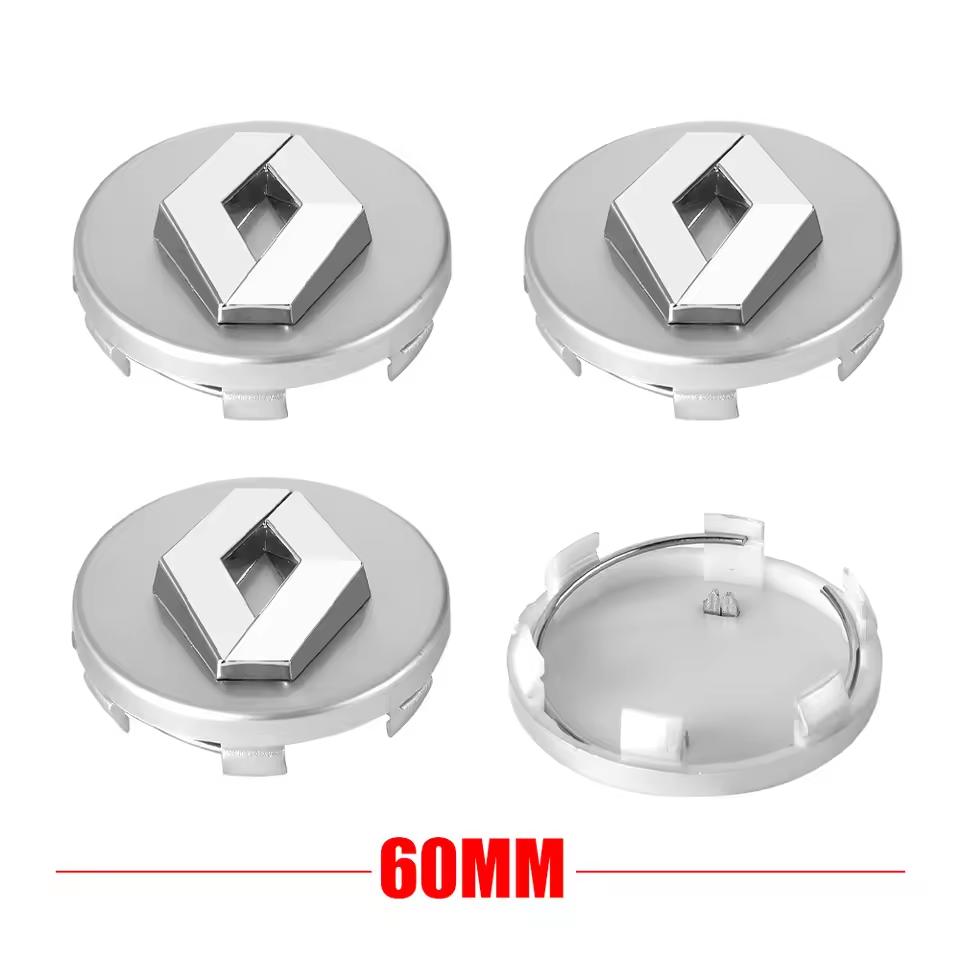 4 Stück Auto Radnabenkappe 56mm/60mm Nabenabzeichen Felgenabdeckung Logo für Renault Megane 2 3 Clio 4 Trafic Captur Kangoo Zoe - Set von 4