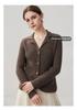 Women's Slim Fit Lapel Cashmere Cardigan - Autumn/Winter 2026 Striped Single-Breasted Elegant Base Layer