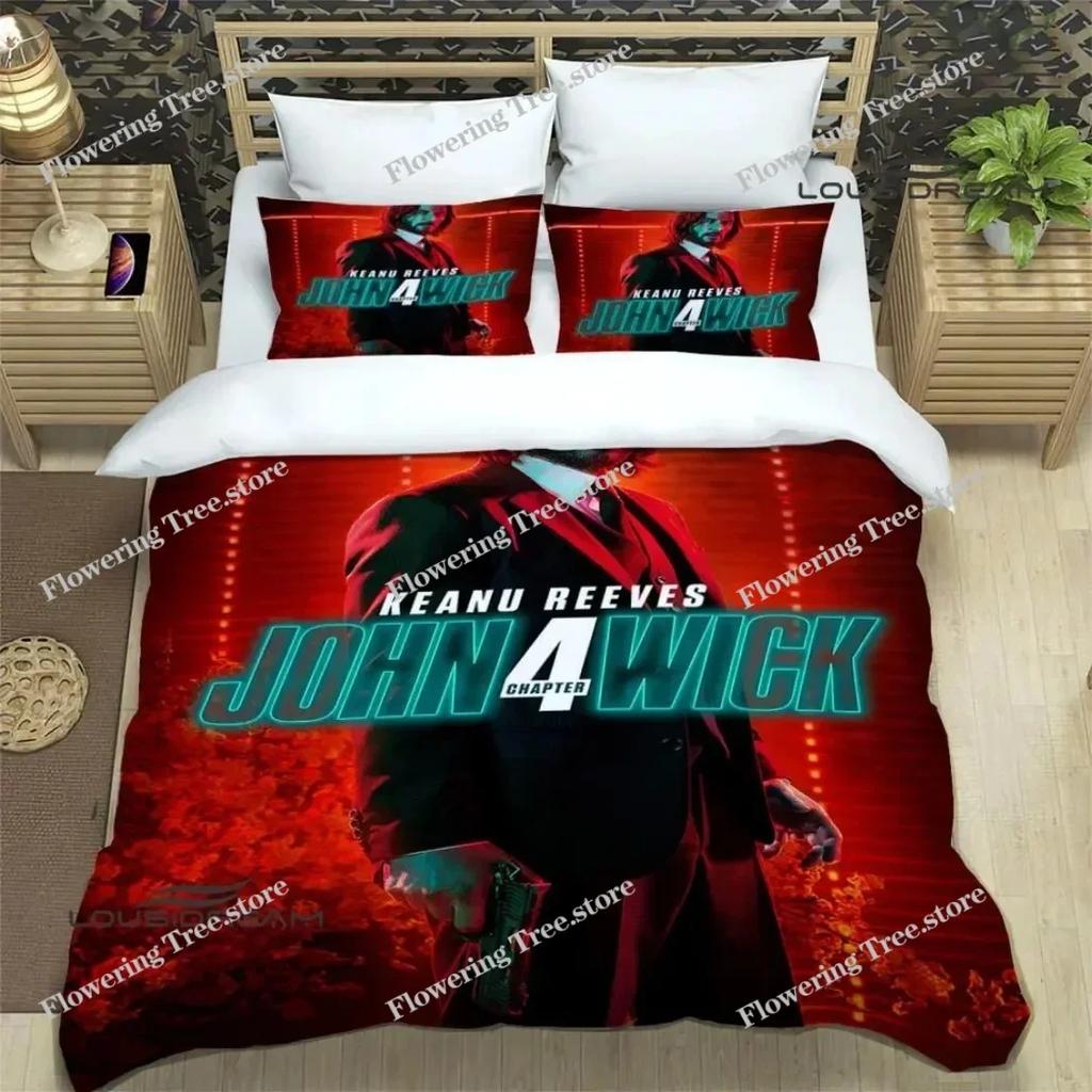 Movie John Wick printed Bedding Sets,John Wick Duvet Cover Bed Set Quilt Cover Pillowcase Comforter king Queen Size Boys Adult