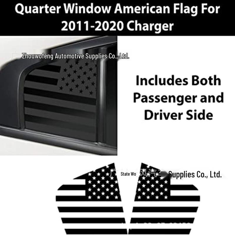 Dodge DHL 2011-2020 Rear Side Window American Flag Decal Matte Black D522