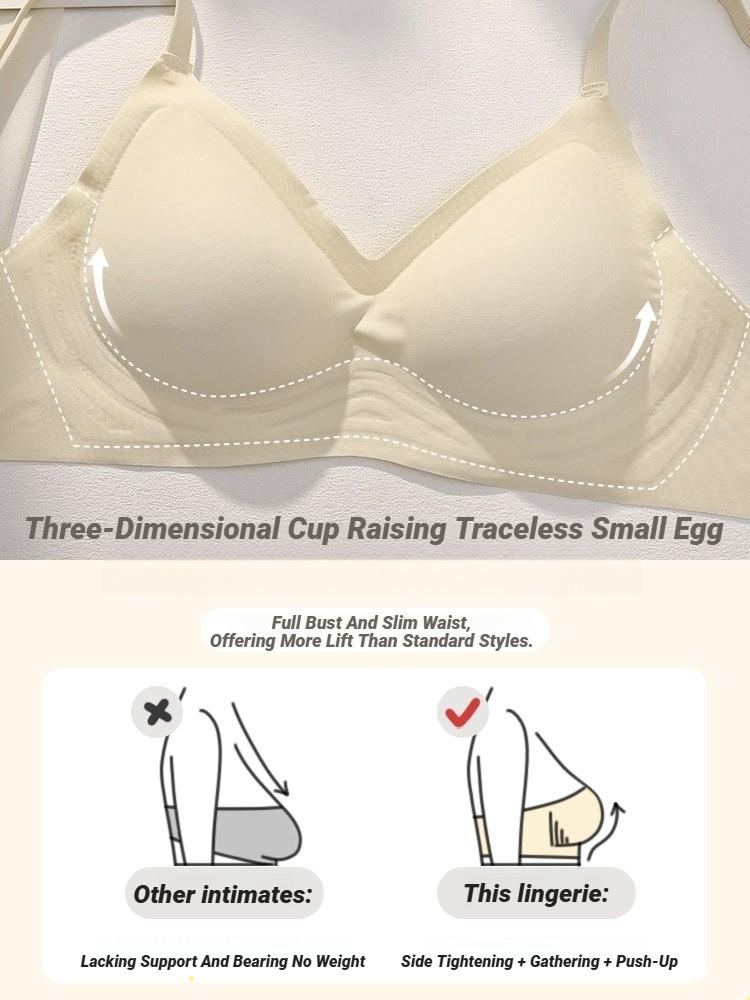 Small Breast Seamless Bra Women'S Push-Up Comfortable Non-Underwire Soft Support Closed Underwear For Women With Breasts No Rims