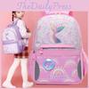 Durable And Charming Oxford Fabric School Backpack For Girls With Mermaid Cartoon Pattern