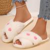 Fashion Heart Mix Color Cotton Slippers for Women Winter Indoor Cross Strap House Cotton Slippers Woman Light Non Slip Fur Slides Ladies