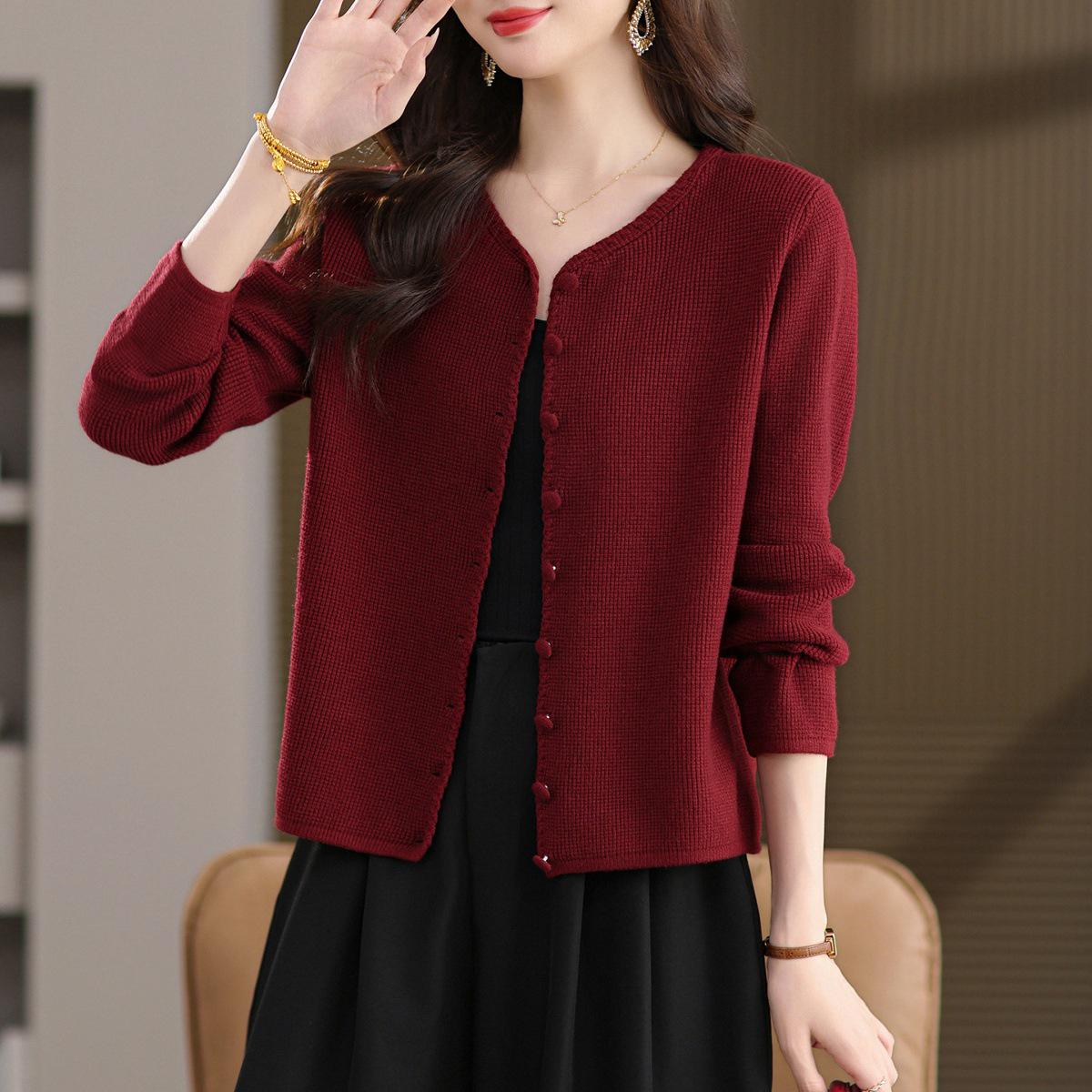 

Autumn Knit Cardigan: Spring & Autumn Short Long Sleeve Outerwear Top, 2025 Fashion Sweater Coat S [45kg-50kg]