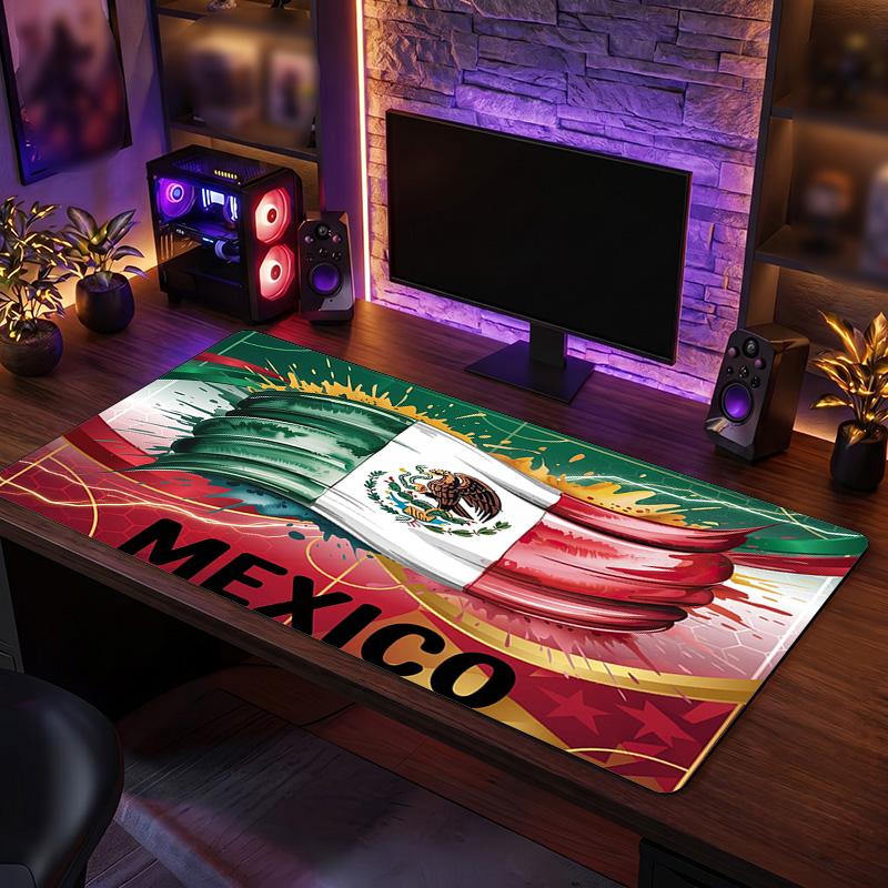 Mexico footbal Crest Mouse Pad, Extended Non Slip Rubber Desk Mat for Gaming Office Laptop Fan Gift