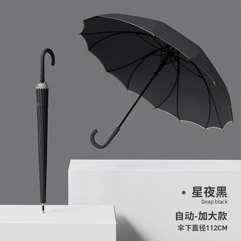 Simple one-piece long-handled umbrella, the same for men and women, automatic enlarged straight rod umbrella, wind-resistant and strong umbrella