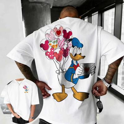 2026 Summer Disney Donald Duck Print Tshirt 100 Pure Cotton Shortsleeved Casual Loose and Breathable Unisplystyle