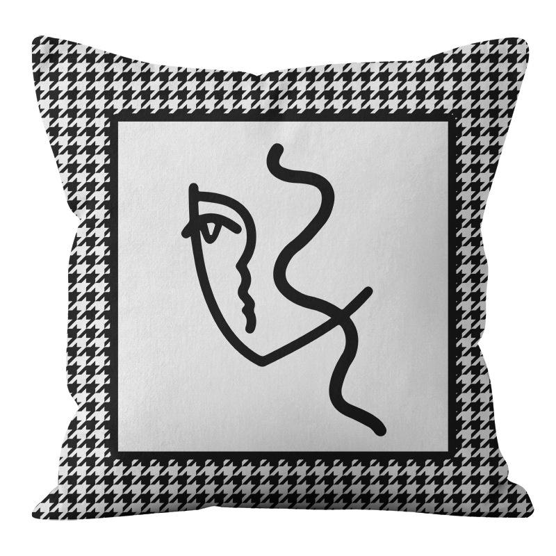 Cartoon Black and White Abstract Pattern Home Sofa Pillowcase