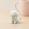 3D Printed Cute Cat Ornament, Mini Size Matte White Cat Figurine with Bow Tie, Desktop Decoration for Home Office Car, Small Gift for Cat Lovers