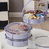 Portable Round Plastic Fruit Tray with Lid and Handle Snack Box Container Multipurpose Serving Tray for Candy Fruit Nuts Snack