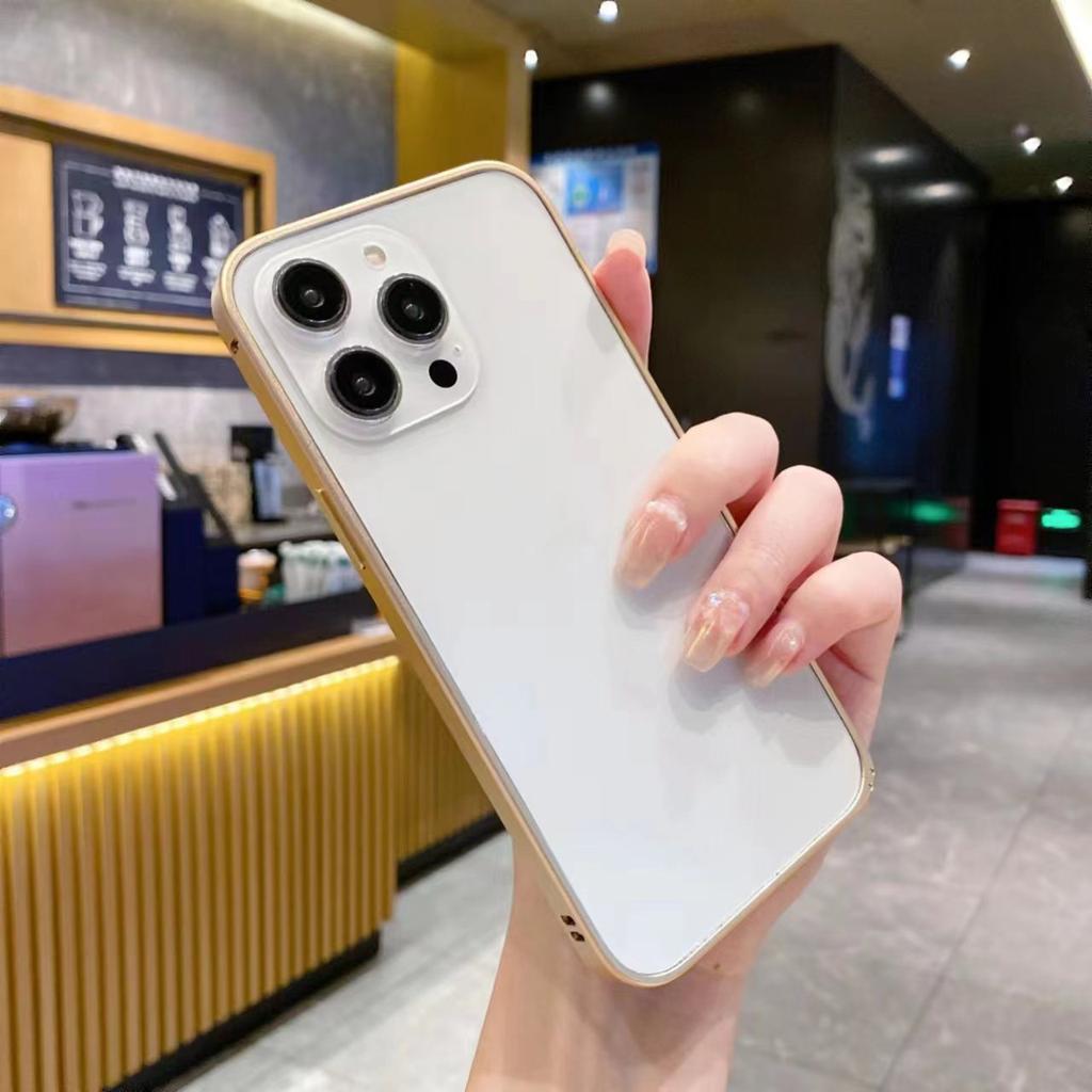 Ultra Slim Bumper Aluminum Metal Frame Hard Cover For iPhone 12 13 14 15 16 Plus Pro Max Alloy Case Coque In Black Purple Silver