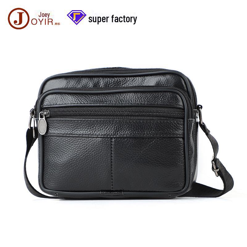 Men's Genuine Leather Messenger Bag - Casual Fashion, First Layer Cowhide, Small Shoulder Bag for Business and Travel.