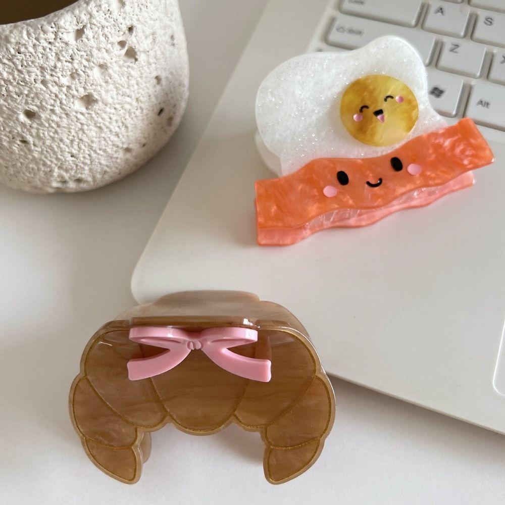Cute Acetate Hair Crab Clip Toast Delicious Food Claw Clip Lovely Croissant Shark Clip  Daily