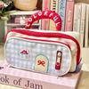 Large Capacity Dopamine House Pencil Bag Embroidered Pen Pencil Case Stationery Storage Bag  Kids
