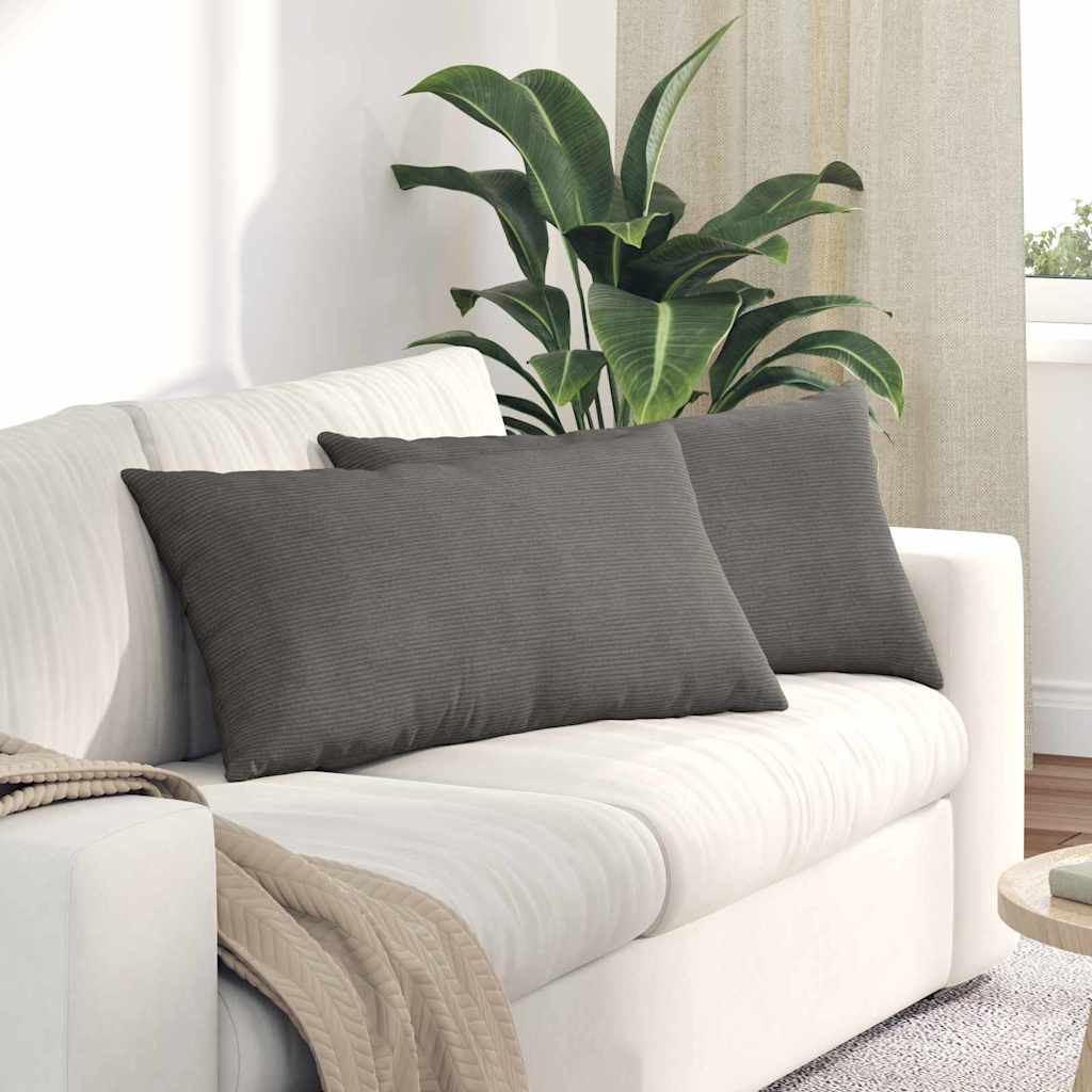 Sofa Cushions 2 Pieces Light Grey 80 X 40 Cm Corduroy Fabric