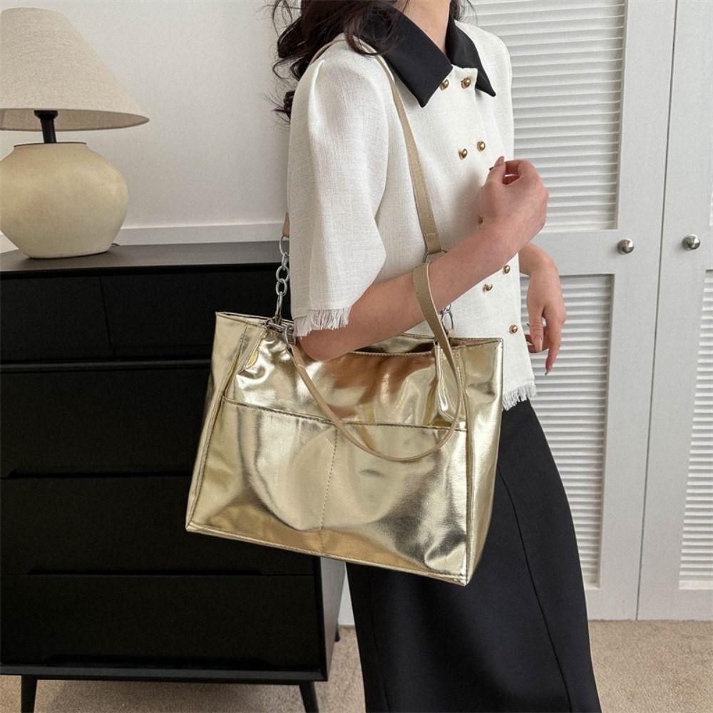 Pure Color PU Leather Tote Bag Multi-position Women Handbag Retro Simple Shoulder Bag Outdoor