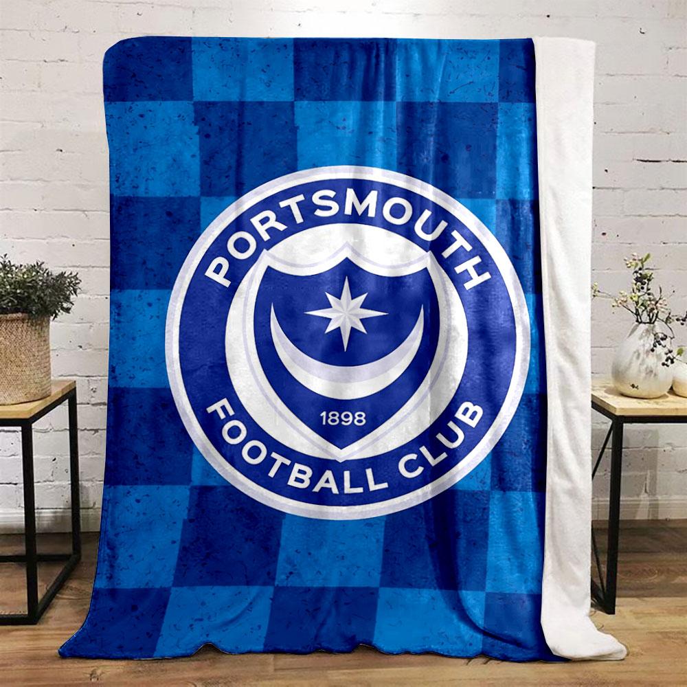 Portsmouth FC Logo Blanket for All Seasons Blanket Lunch Break Throw Gift