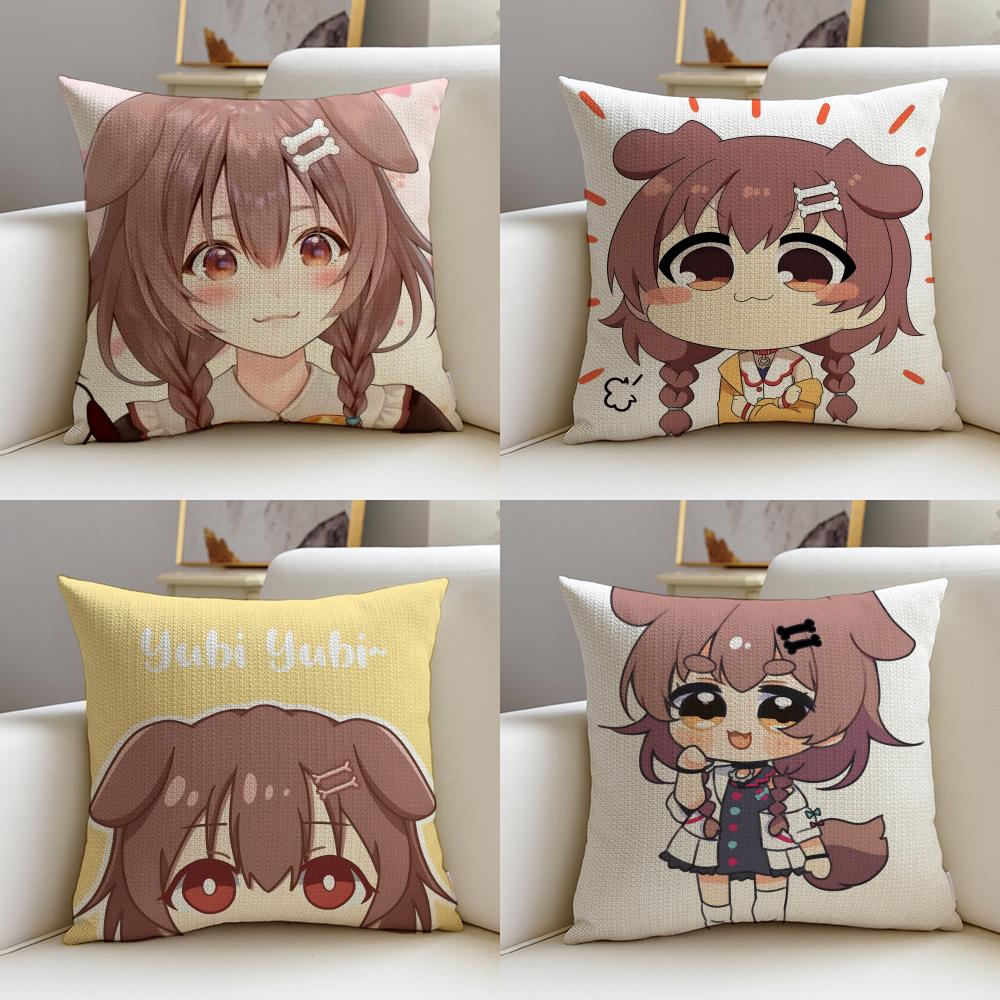Energetic IInugami KoroneS Cushion Cover Breathable and Skinfriendly Linen Pillowcase Square Removable and Washable Cushion
