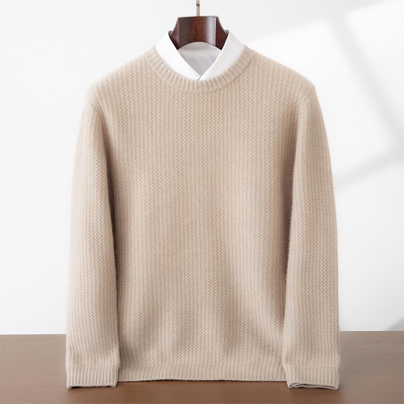 2025 Autumn/Winter Men s Thick Cashmere Round Neck Sweater - Youth Business Knitwear Loose Pullover XXXL
