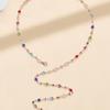 Women Necklace Colorful Faux Crystal Adjustable Length Deep V Neck Clothes Pairing Long Clavicle Necklace Prom Party Chest Jewelry