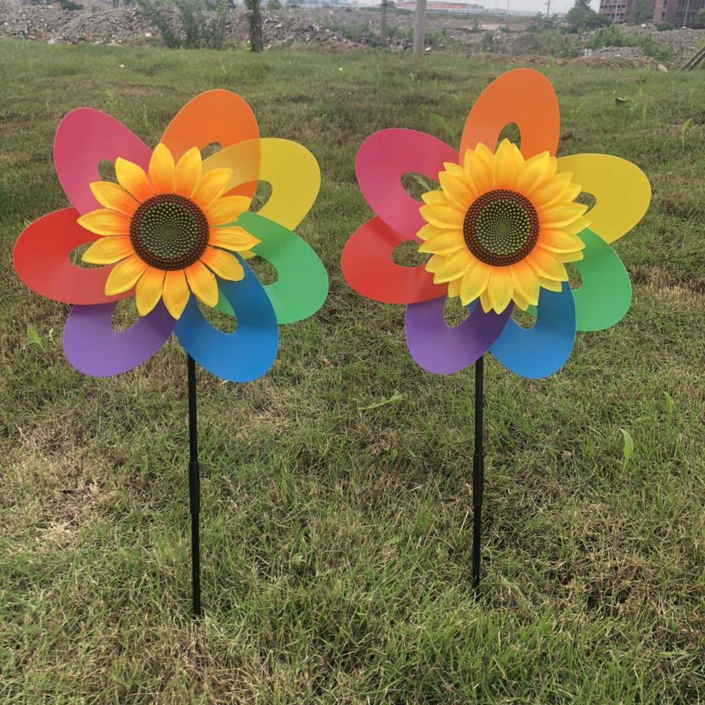 Children's Smiley Face Sunflower Pinwheel with Cartoon Design