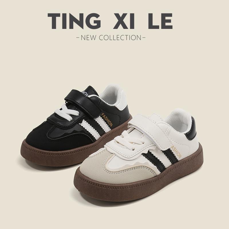 Children's moral training shoes 2025 spring and autumn boys' sports shoes casual board shoes girls' little white shoes soft-soled baby Forrest Gump s