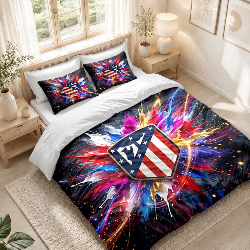 Bedding Set 1 Duvet Cover 2 Pillowcases Atletico Madrid Print Bedroom Home Decoration