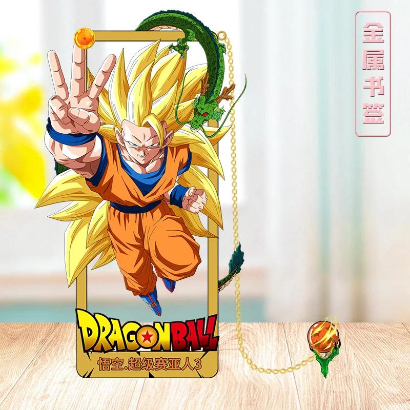 Anime Dragon Ball Son Goku Metal Book Marks Cartoon Vegeta Beerus Action Figures Collection Card Bookmarks Toys Children Gifts
