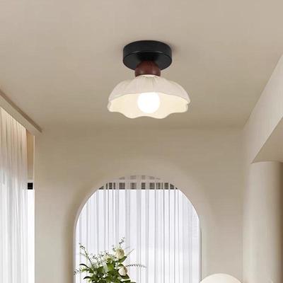 Vintage Cream Floral Ceiling Light for Corridor or Entryway